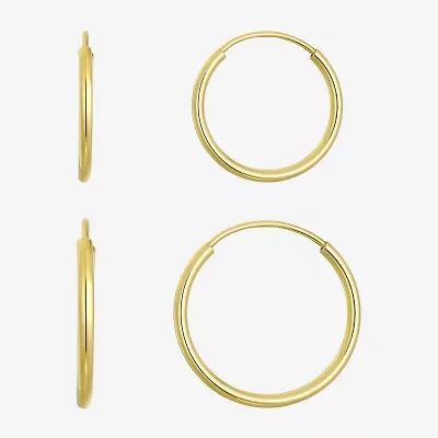 Womens 10K Gold 2 Pair Earring Set
