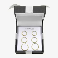 10mm, 12mm, 14mm Hoop 14K Gold 3 Pair Earring Set
