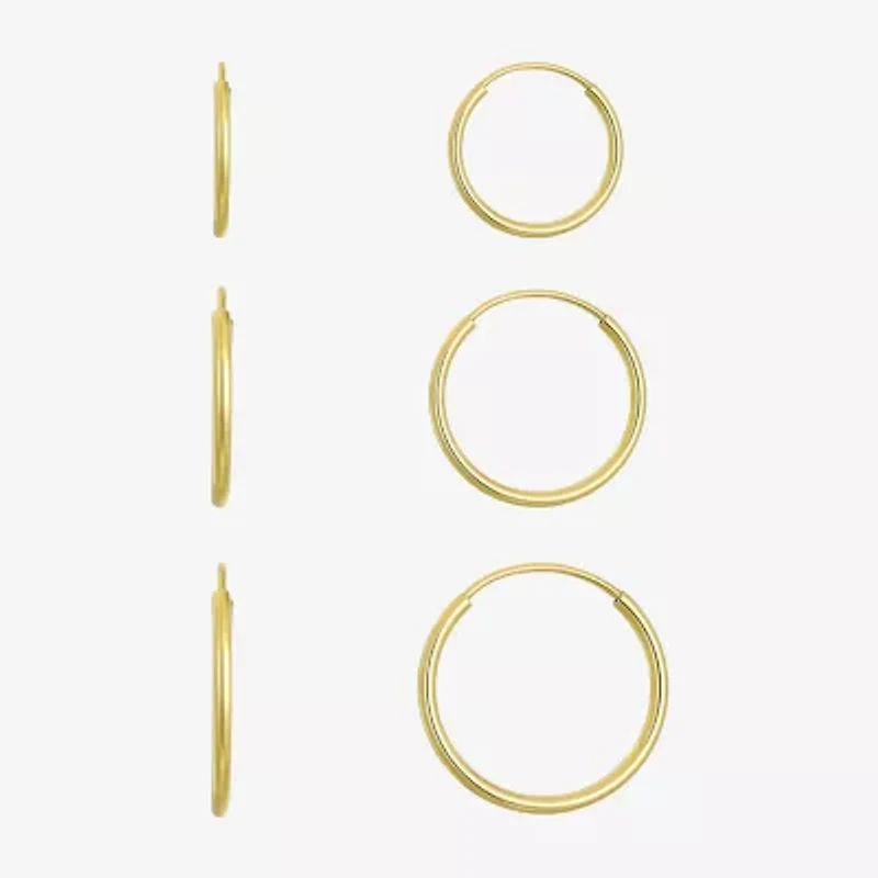10mm, 12mm, 14mm Hoop 14K Gold 3 Pair Earring Set