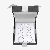 Womens 14K White Gold 3 Pair Earring Set