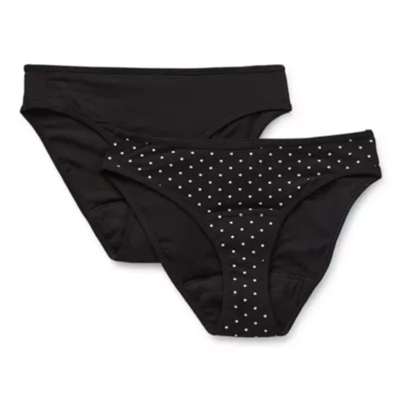 Playground Pals Little & Big Kid Girls 2 Pack Period + Leak Resistant High Cut Panty Rj4491c-As1