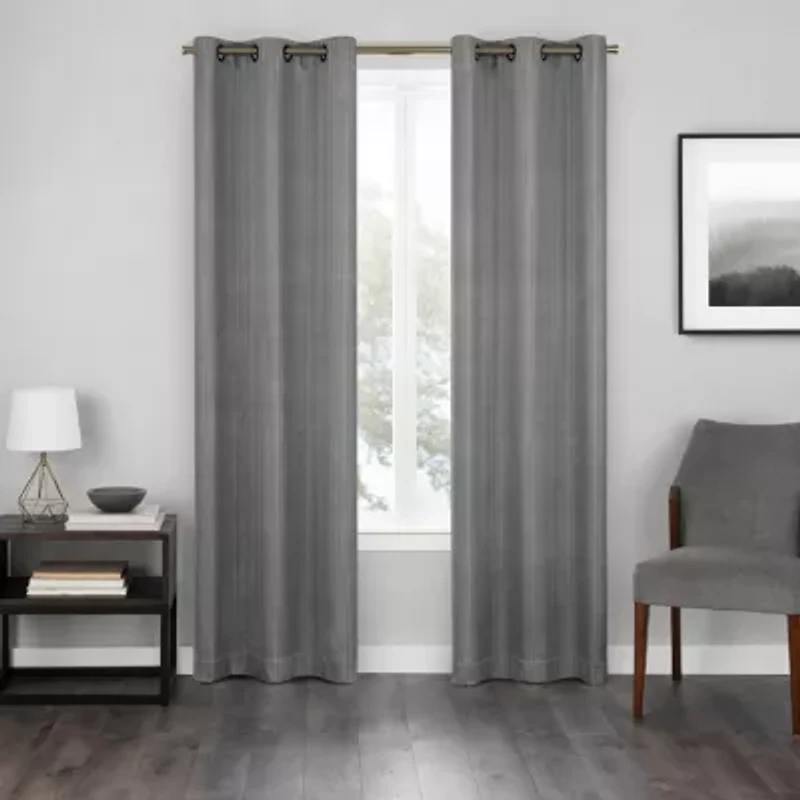 Eclipse Hazel Texture Grommet Top Blackout Single Curtain Panel