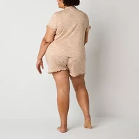 Ambrielle Womens Short Sleeve 2-pc. Plus Pajama Sets