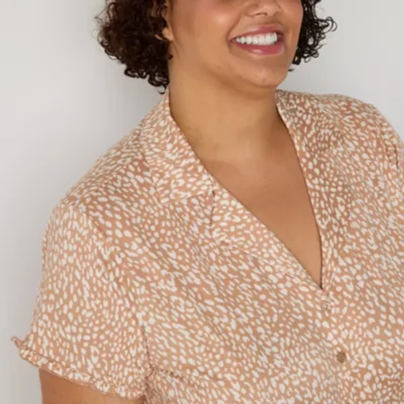 Ambrielle Womens Short Sleeve 2-pc. Plus Pajama Sets