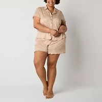 Ambrielle Womens Short Sleeve 2-pc. Plus Pajama Sets