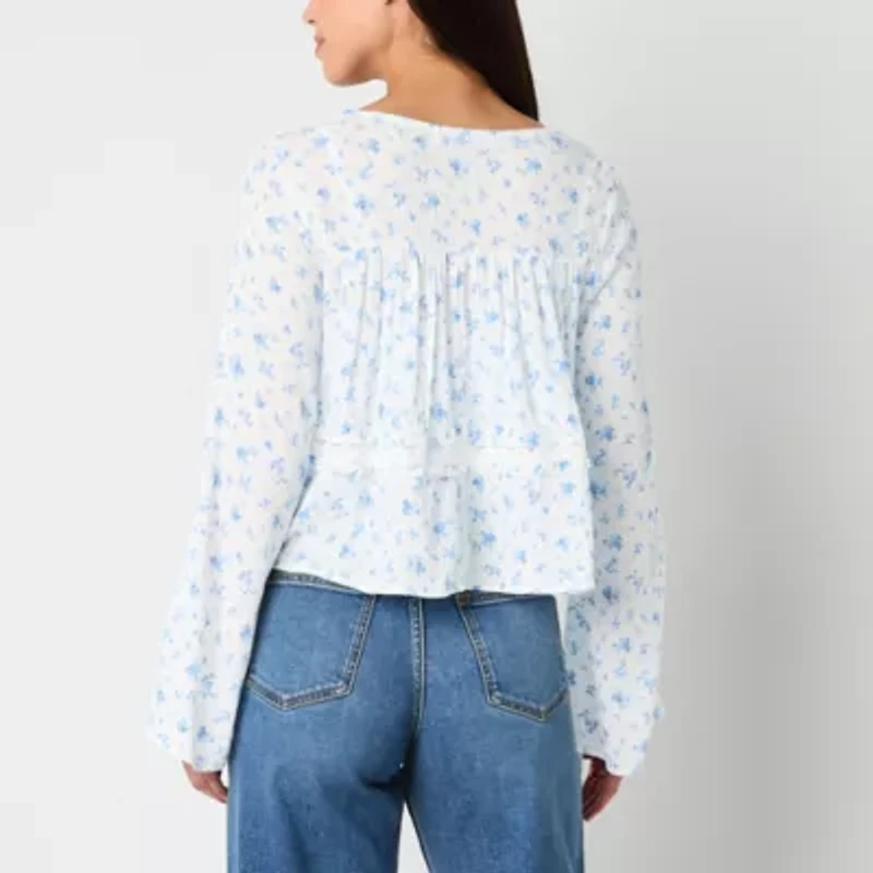 Arizona Womens Juniors Long Sleeve Blouse