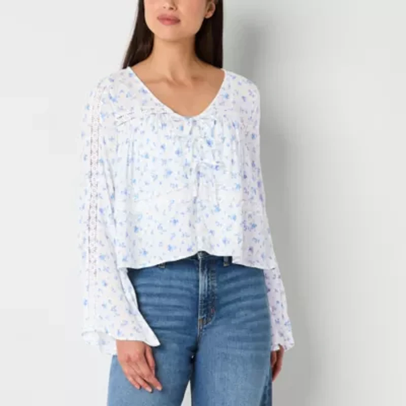 Arizona Womens Juniors Long Sleeve Blouse