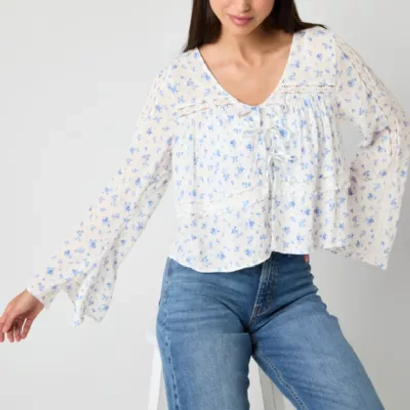 Arizona Womens Juniors Long Sleeve Blouse