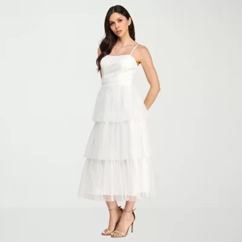 City Triangle Womens Juniors Sleeveless Midi A-Line Dress