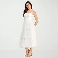 City Triangle Womens Juniors Sleeveless Midi A-Line Dress