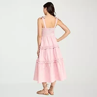 City Triangle Womens Juniors Sleeveless Midi Gingham A-Line Dress