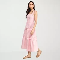 City Triangle Womens Juniors Sleeveless Midi Gingham A-Line Dress