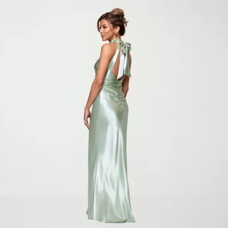 DJ Jaz Womens Halter Neck Sleeveless Evening Gown