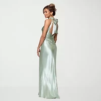 DJ Jaz Womens Halter Neck Sleeveless Evening Gown