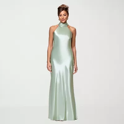 DJ Jaz Womens Halter Neck Sleeveless Evening Gown
