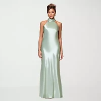 DJ Jaz Womens Halter Neck Sleeveless Evening Gown