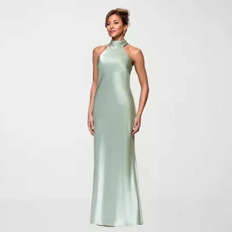 DJ Jaz Womens Halter Neck Sleeveless Evening Gown