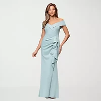 DJ Jaz Off The Shoulder Womens Short Sleeve Evening Gown