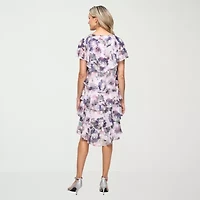 S. L. Fashions Womens Short Sleeve Floral Shift Dress