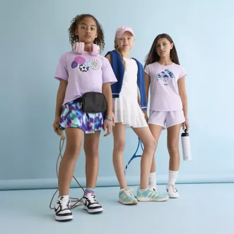 adidas Big Kid Girls Crew Neck Short Sleeve Slim Fit Graphic T-Shirt