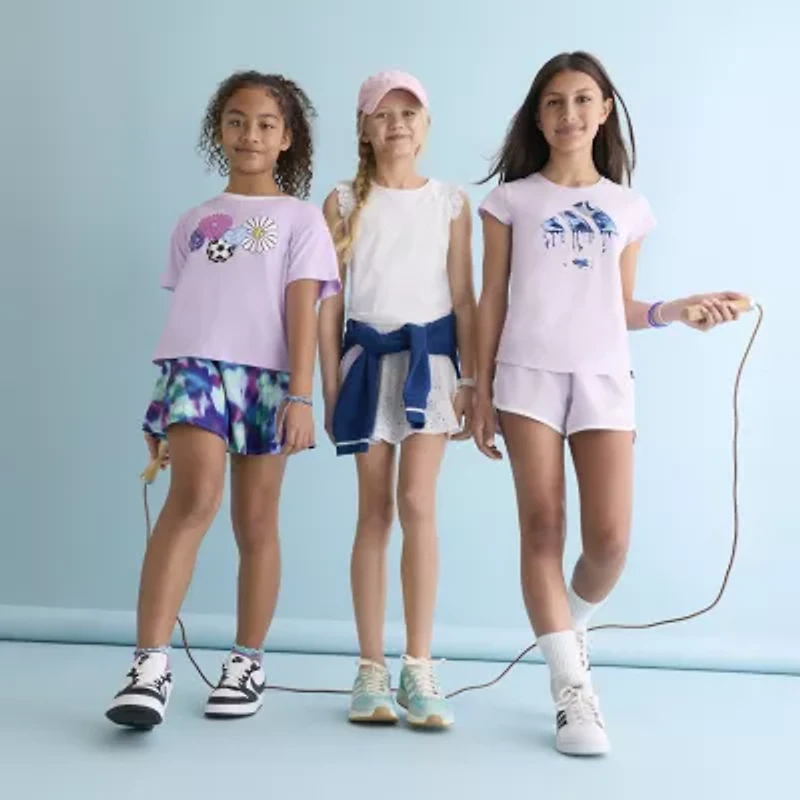 adidas Big Kid Girls Crew Neck Short Sleeve Slim Fit Graphic T-Shirt