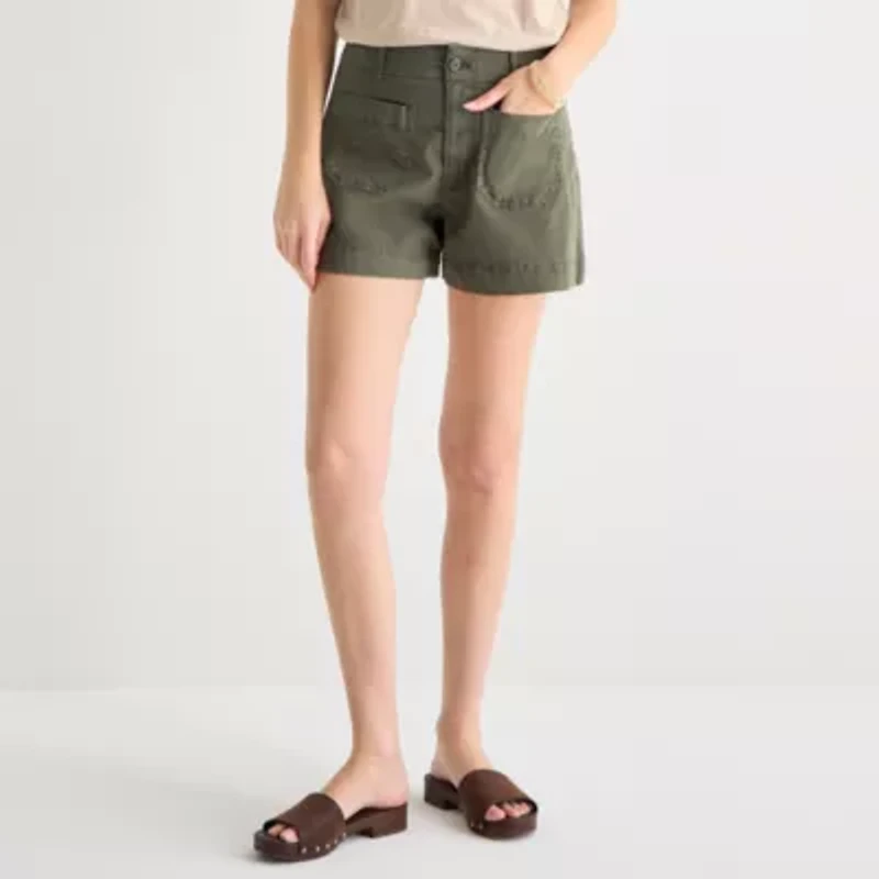 a.n.a Patch Pocket Womens 4" Highest Rise Chino Short