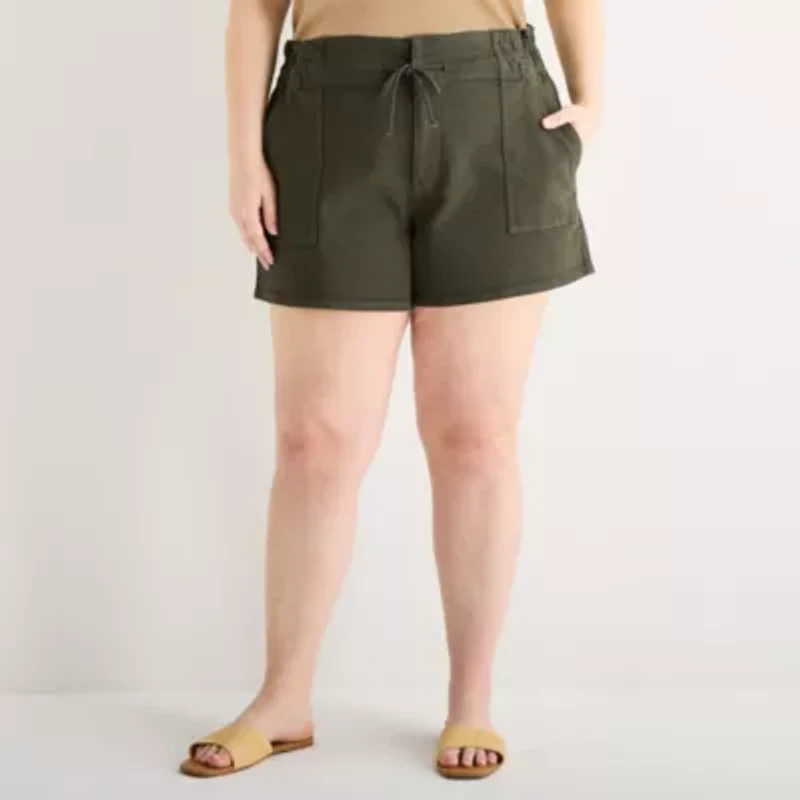 a.n.a Utility Womens Plus 5" Highest Rise Denim Short