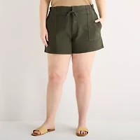 a.n.a Utility Womens Plus 5" Highest Rise Denim Short