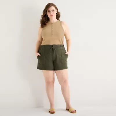 a.n.a Utility Womens Plus 5" Highest Rise Denim Short