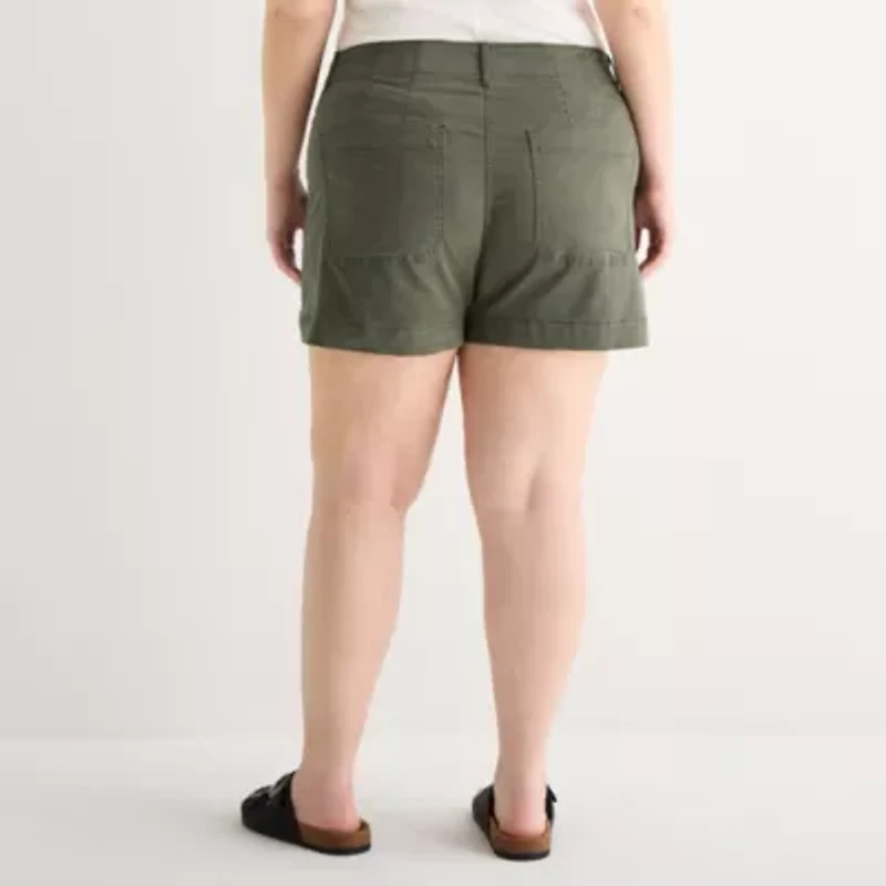 a.n.a Patch Pocket Womens Plus 4" Highest Rise Chino Short