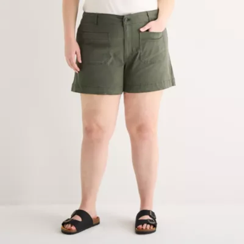 a.n.a Patch Pocket Womens Plus 4" Highest Rise Chino Short