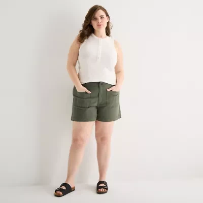 a.n.a Patch Pocket Womens Plus 4" Highest Rise Chino Short