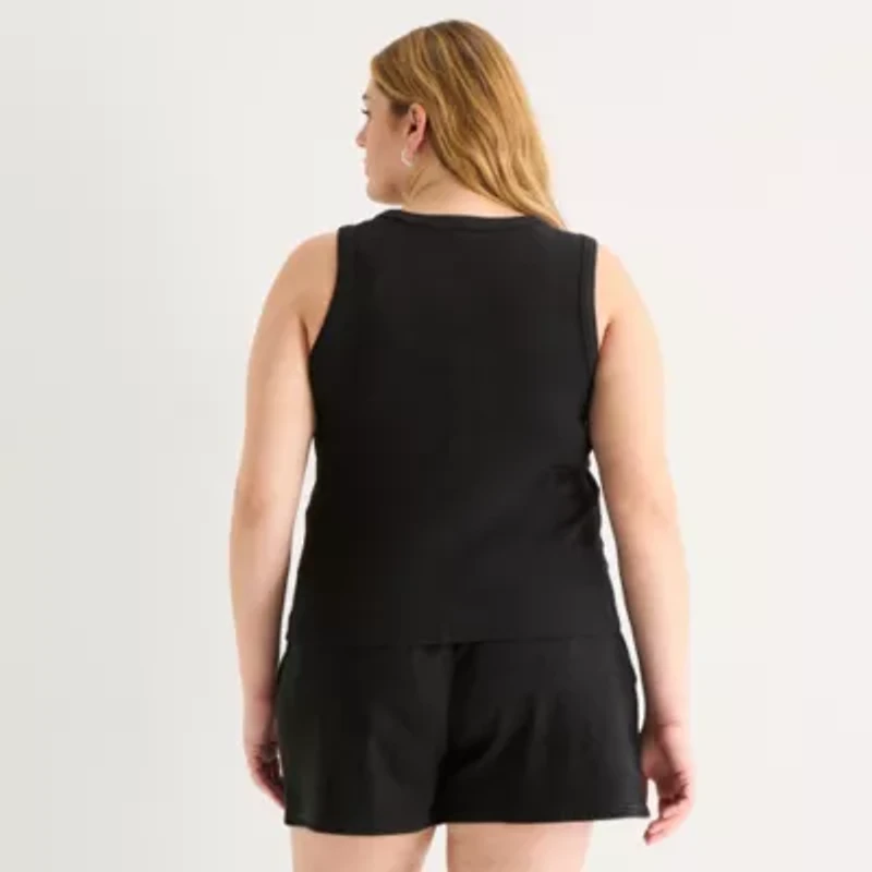 a.n.a Womens Plus Henley Neck Sleeveless Tank Top