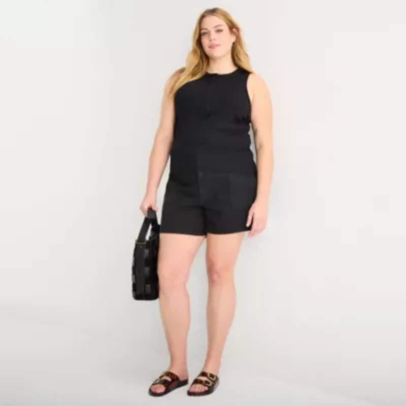 a.n.a Womens Plus Henley Neck Sleeveless Tank Top