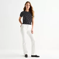 Liz Claiborne Womens Crew Neck Short Sleeve Pullover Sweater