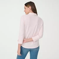 Gloria Vanderbilt Ashten Womens 3/4 Sleeve Regular Fit Button-Down Shirt
