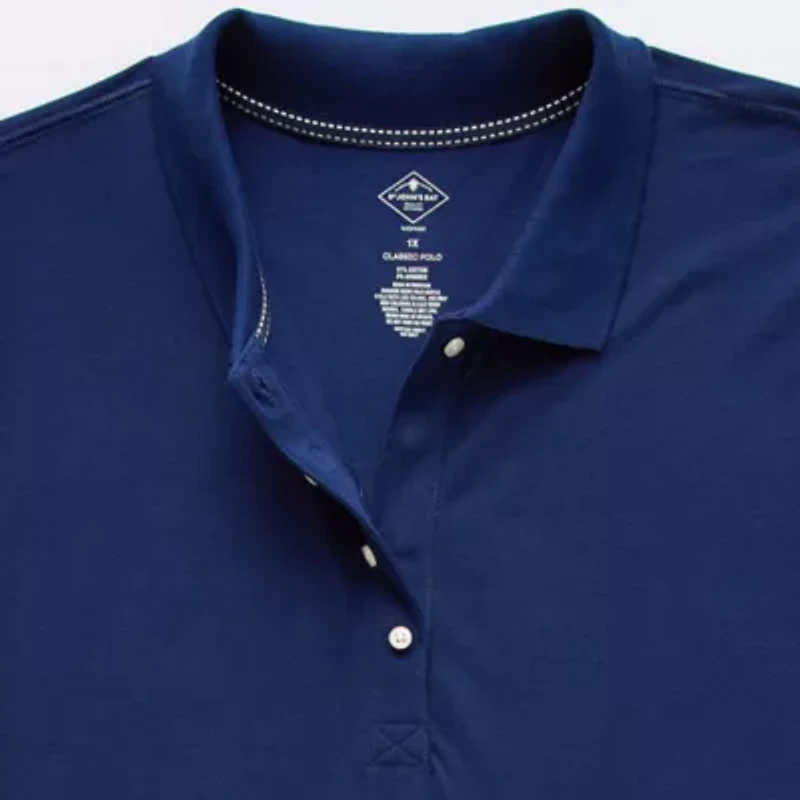 St. John's Bay Womens Plus Adaptive Short Sleeve Easy-on + Easy-off Polo Shirt