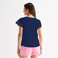 St. John's Bay Womens Crew Neck Short Sleeve Blouse