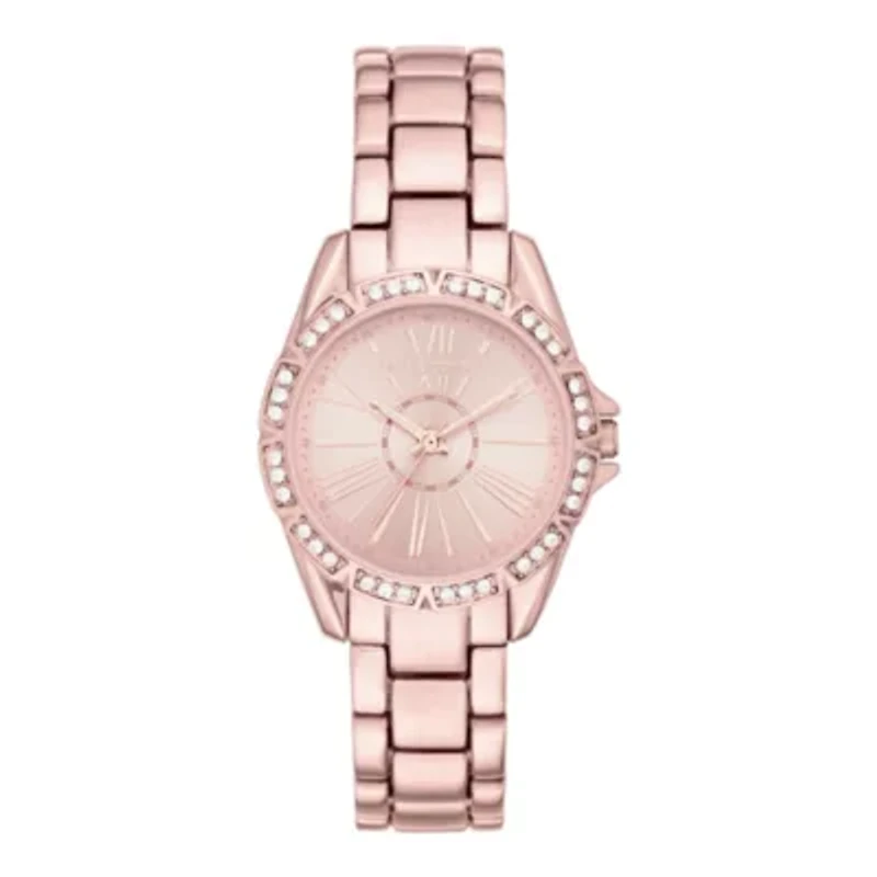 Liz Claiborne® Womens Rose-Tone Roman Numeral Watch
