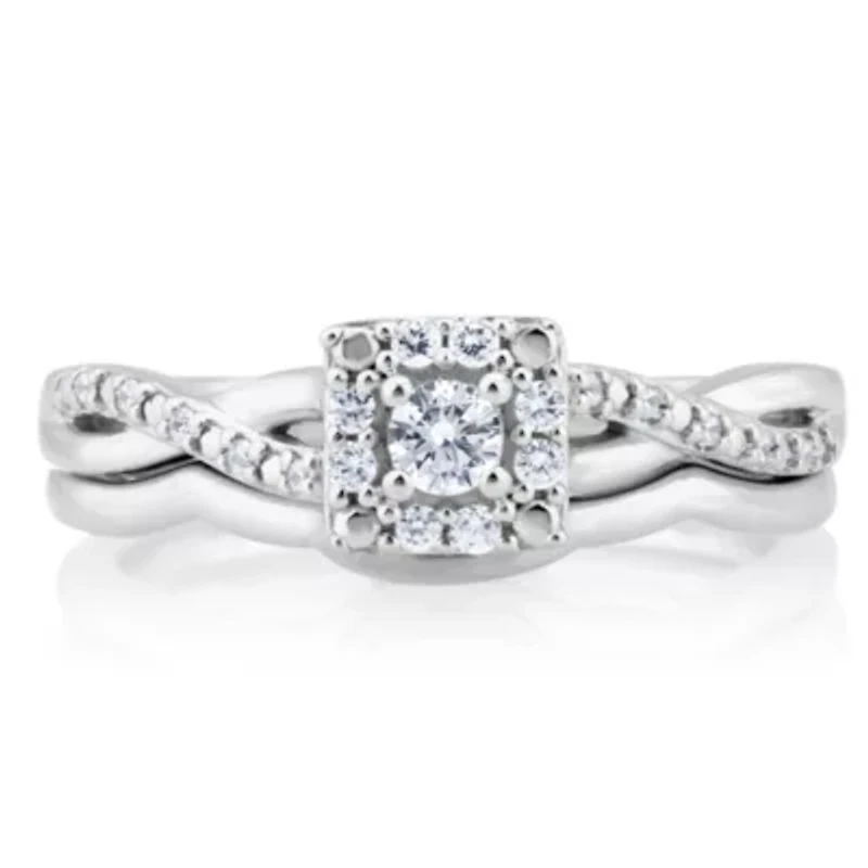 Womens 1/5 CT. Natural White Diamond 10K Gold Cushion Bridal Set