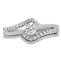 Womens 1/2 CT. T.W. Natural White Diamond 10K Gold Round Bridal Set