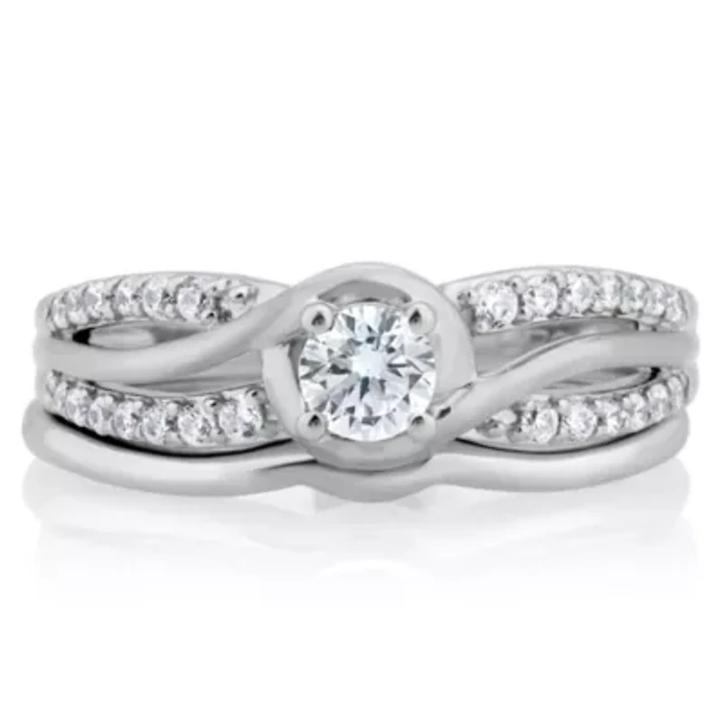 Womens 1/2 CT. T.W. Natural White Diamond 10K Gold Round Bridal Set