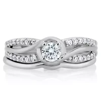 Womens 1/2 CT. T.W. Natural White Diamond 10K Gold Round Bridal Set