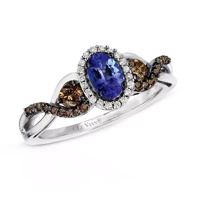 Le Vian® Grand Sample Sale™ Blueberry Tanzanite® Vanilla Diamonds® & Chocolate Diamonds® Ring set in 14K Vanilla Gold® 