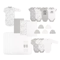 The Peanutshell 0-3m Grey Animals Baby Unisex 23-pc. Baby Clothing Set