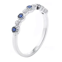Silver Treasures Womens Blue Spinel Sterling Delicate Band