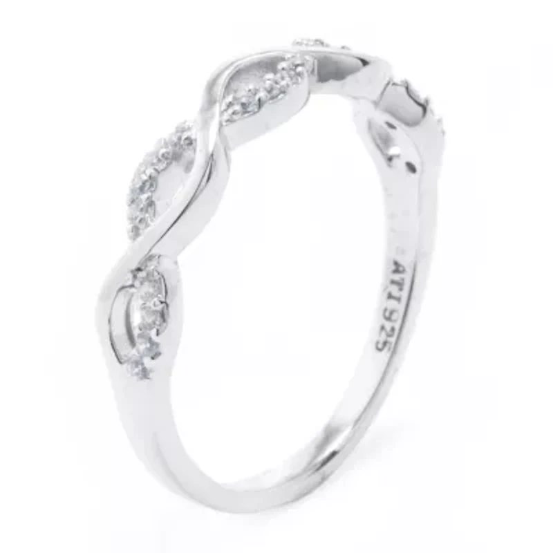 Silver Treasures Womens Cubic Zirconia Sterling Band