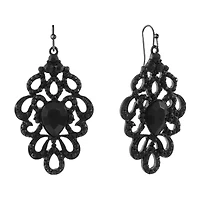 Mixit Womens Black Drop Earrings