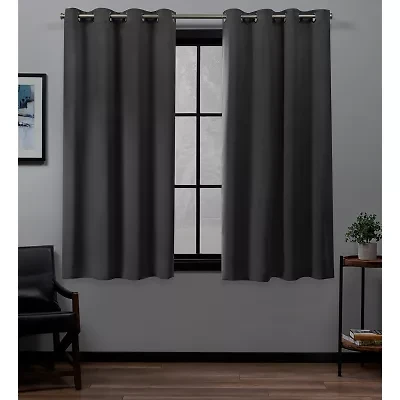 Exclusive Home Curtains Academy Grommet Top Energy Saving 100% Blackout Set of 2 Curtain Panel