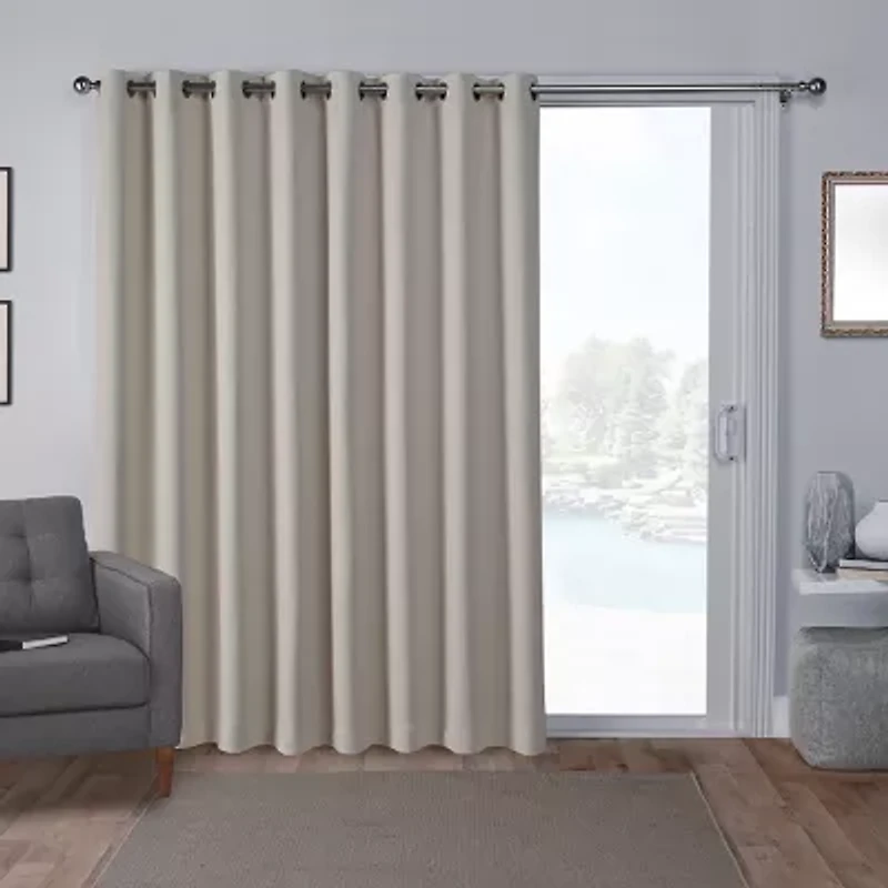 Exclusive Home Curtains Sateen Patio Energy Saving Blackout Grommet Top Single Door Curtain
